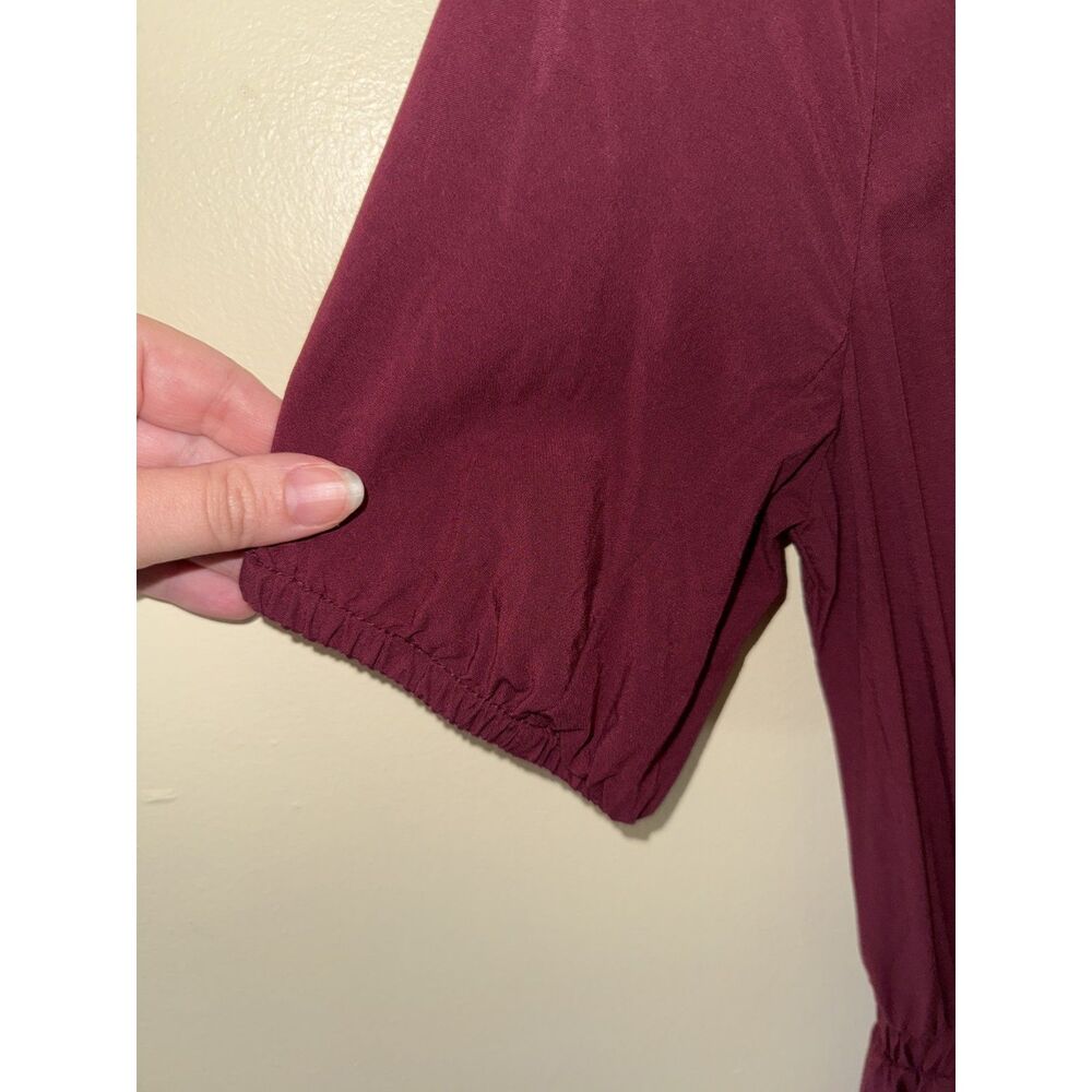 Old Navy Burgundy Short Sleeve Open Wrap Back Jumpsuit with Pockets - Size M - Picture 8 of 12